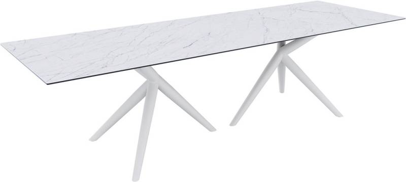 DELIFE Esstisch Edge, Keramik Laminam®Statuarietto Weiß 300x100 Estelar rund Metall Weiß von DELIFE