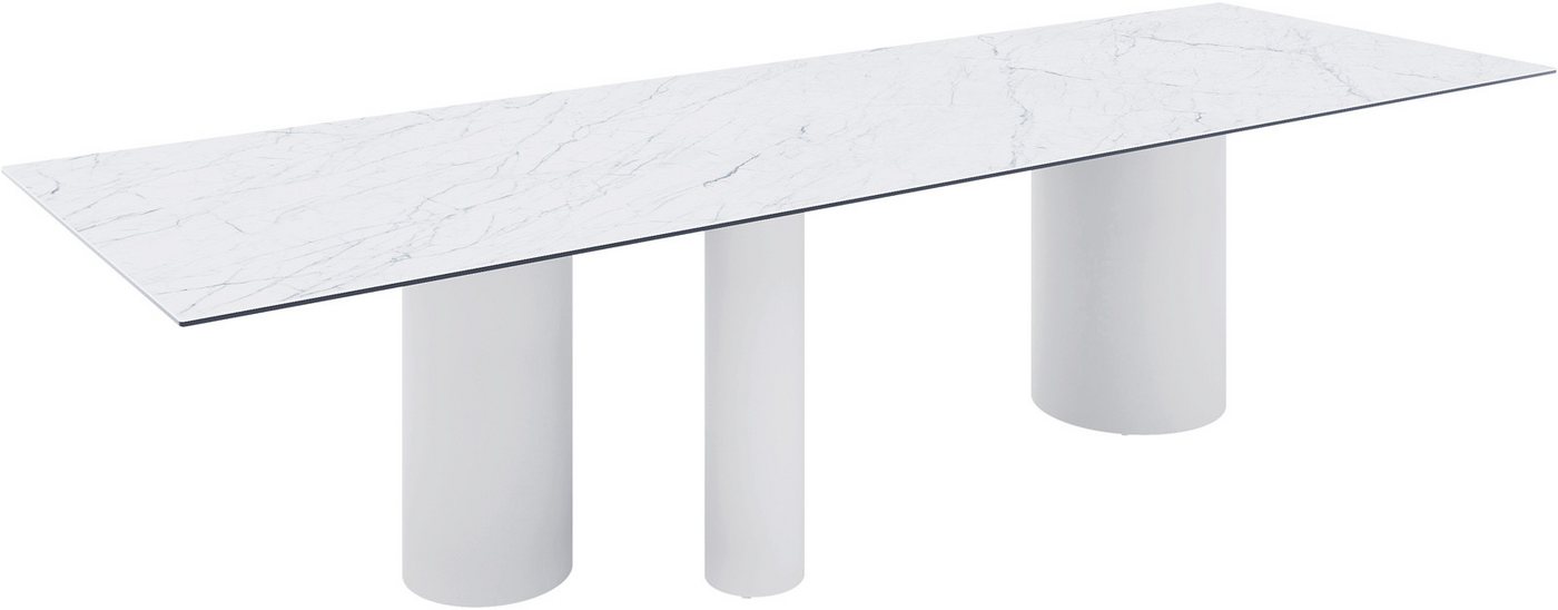 DELIFE Esstisch Edge, Keramik Laminam®Statuarietto Weiß 300x100 Troa Metall Weiß von DELIFE