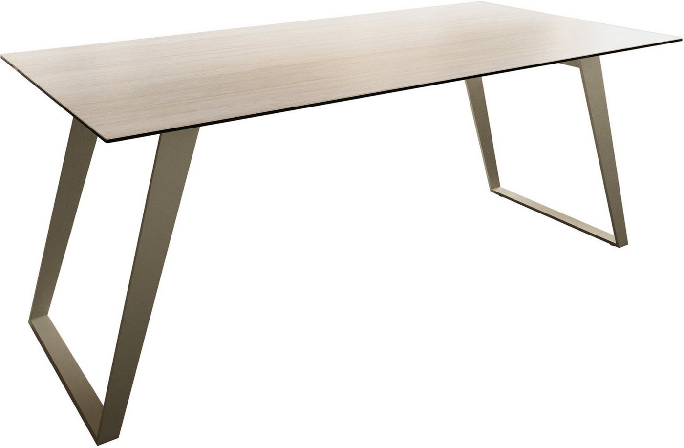 DELIFE Esstisch Edge, Keramik Laminam®Travertino Bianco Creme-Weiß 200x100 Metall Schräg Eff von DELIFE