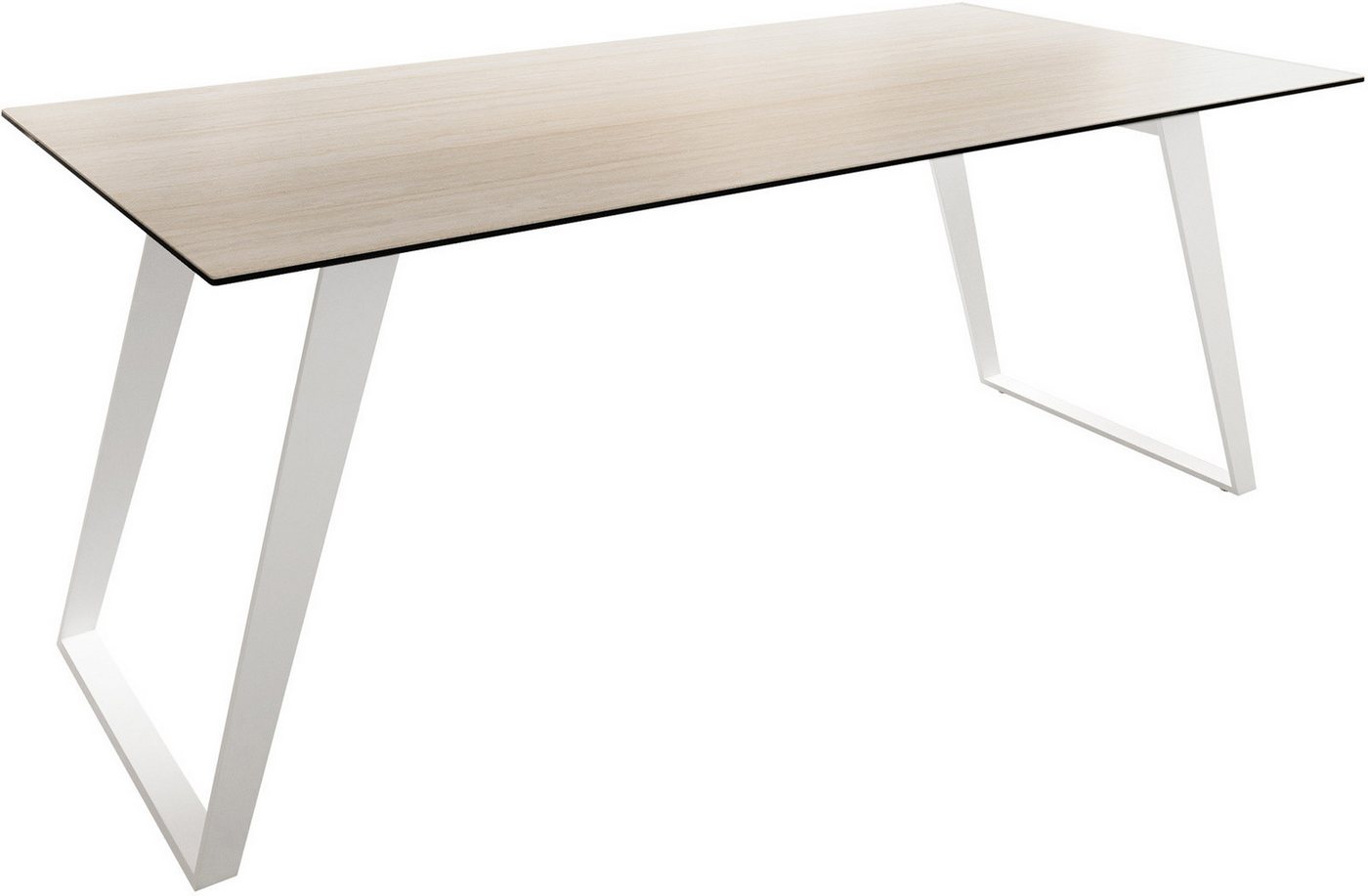 DELIFE Esstisch Edge, Keramik Laminam®Travertino Bianco Creme-Weiß 200x100 Metall Schräg Wei von DELIFE