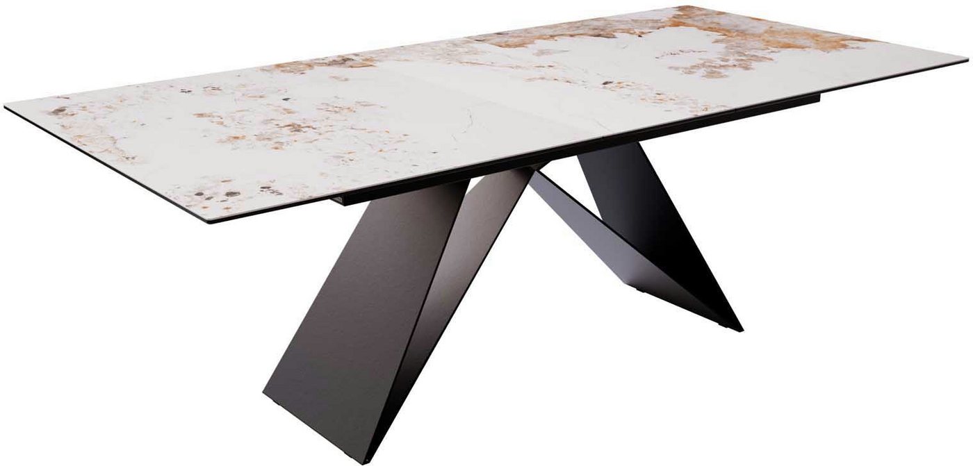 DELIFE Esstisch Edge, Keramik Minas Melange Weiß-Beige 180-220x100 V-Gestell Flachstahl Schw DELIFE Esstisch Edge, Keramik Minas Melange Weiß-Beige 180-220x100 V-Gestell Flachstahl Schw von DELIFE