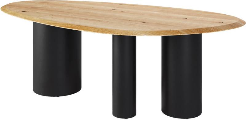 DELIFE Esstisch Edge, Oval Eiche Natur 220x120x2,5 Troa Metall Schwarz Flow-Edge von DELIFE