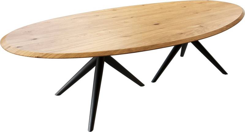 DELIFE Esstisch Edge, Oval Eiche Natur 280x130x2,5 Estelar rund Metall Schwarz Flow-Edge von DELIFE