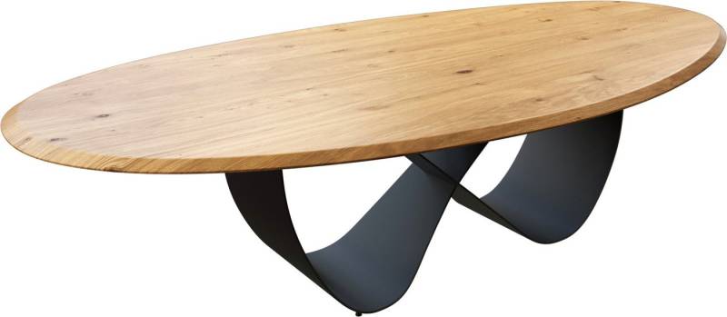DELIFE Esstisch Edge, Oval Eiche Natur 280x130x2,5 Infinity Metall Schwarz Flow-Edge von DELIFE