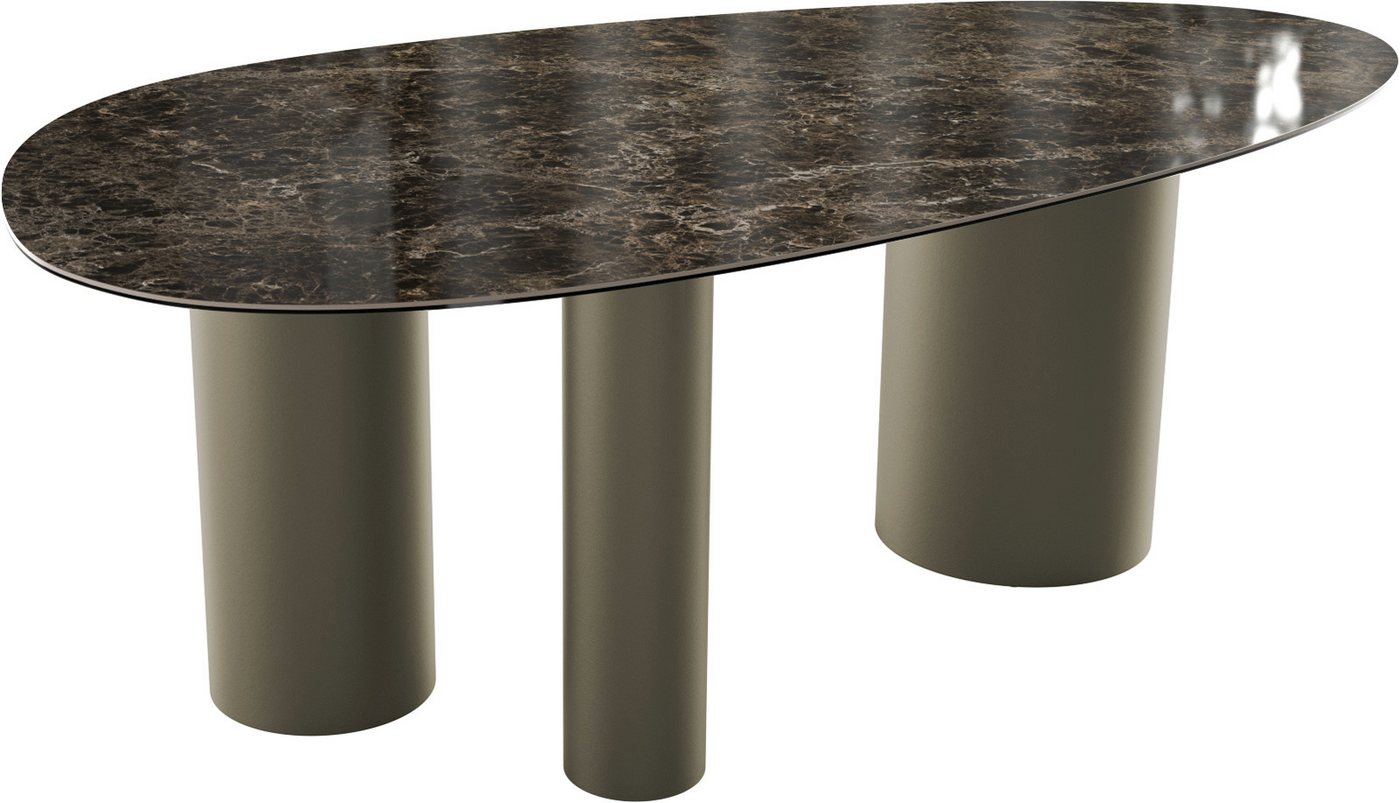 DELIFE Esstisch Edge, Oval Keramik Laminam®Emperador Extra Lucidato Dunkelbraun 220x120 Troa von DELIFE