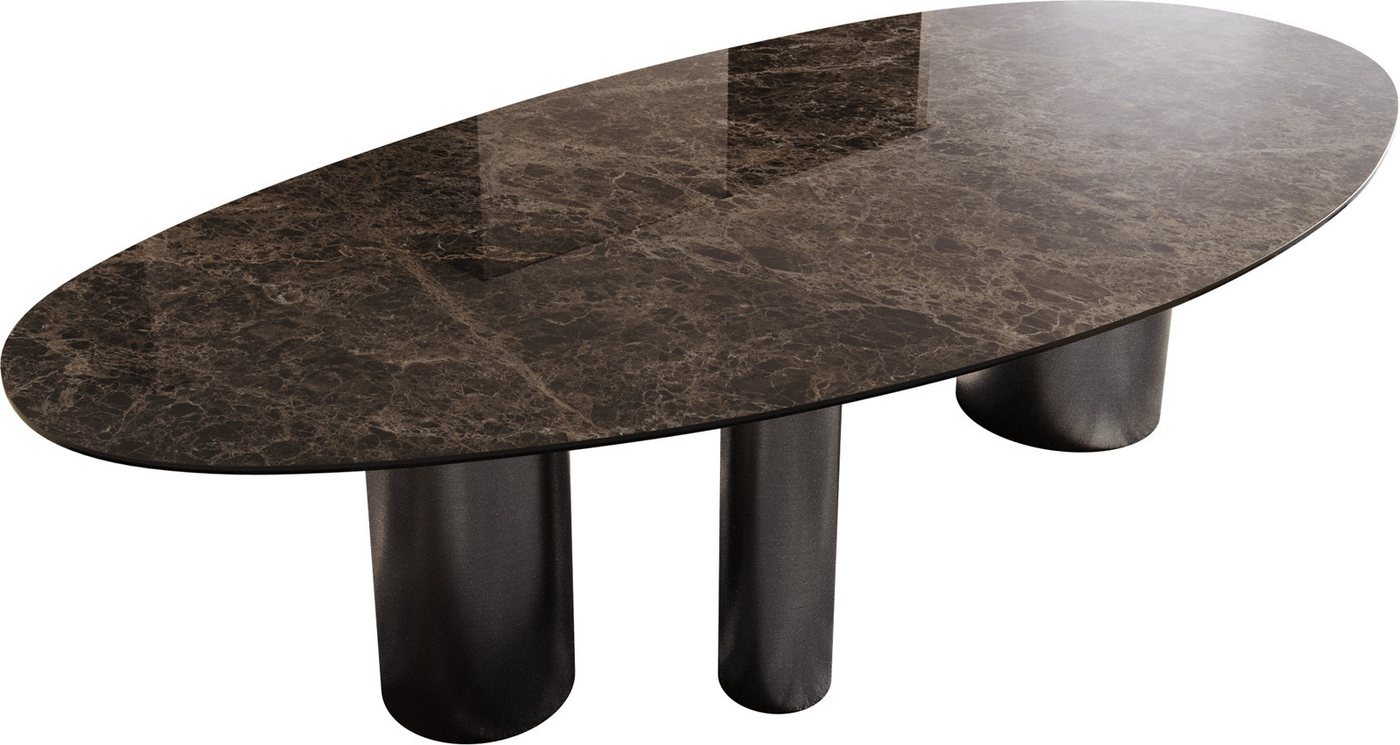 DELIFE Esstisch Edge, Oval Keramik Laminam®Emperador Extra Lucidato Dunkelbraun 280x130 Troa von DELIFE