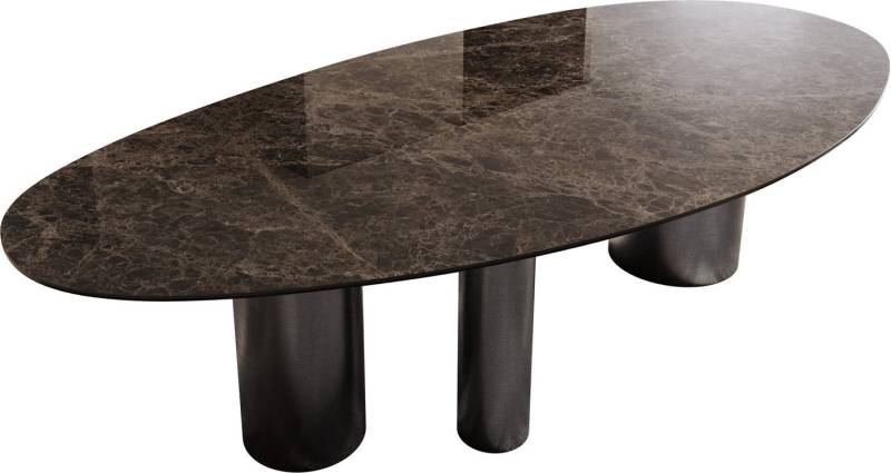 DELIFE Esstisch Edge, Oval Keramik Laminam®Emperador Extra Lucidato Dunkelbraun 280x130 Troa von DELIFE