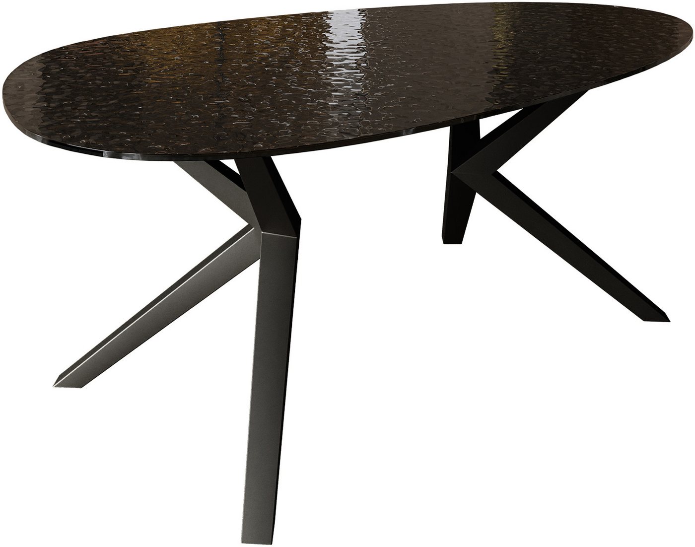 DELIFE Esstisch Edge, Oval Reliefglas Rauchschwarz 3D-Design 220x120 Zenthara kantig Metall DELIFE Esstisch Edge, Oval Reliefglas Rauchschwarz 3D-Design 220x120 Zenthara kantig Metall von DELIFE
