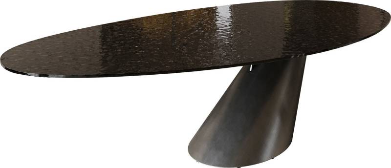 DELIFE Esstisch Edge, Oval Reliefglas Rauchschwarz 3D-Design 280x130 Cono Metallic Silber DELIFE Esstisch Edge, Oval Reliefglas Rauchschwarz 3D-Design 280x130 Cono Metallic Silber von DELIFE