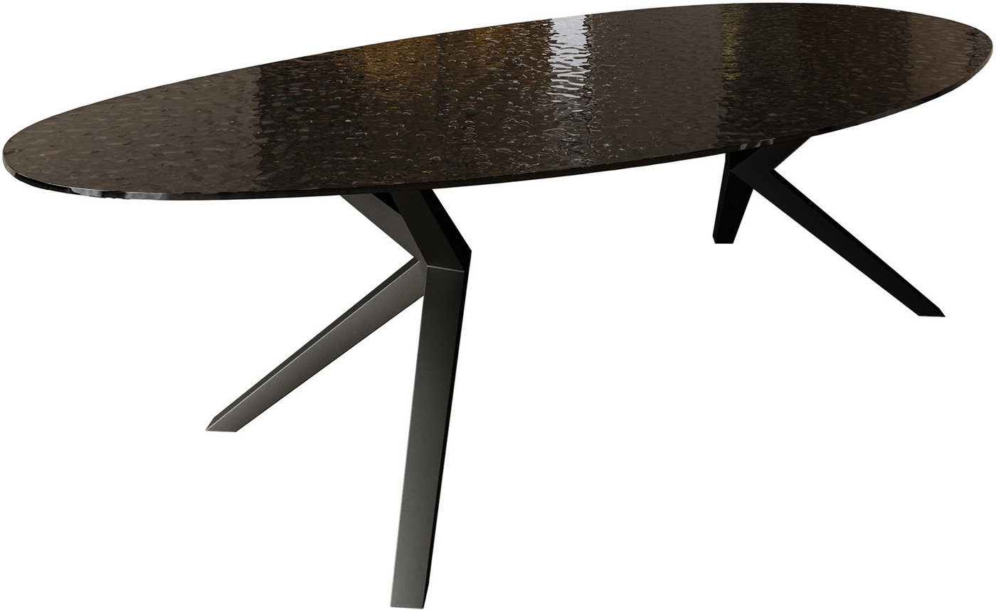 DELIFE Esstisch Edge, Oval Reliefglas Rauchschwarz 3D-Design 280x130 Zenthara kantig Metall DELIFE Esstisch Edge, Oval Reliefglas Rauchschwarz 3D-Design 280x130 Zenthara kantig Metall von DELIFE