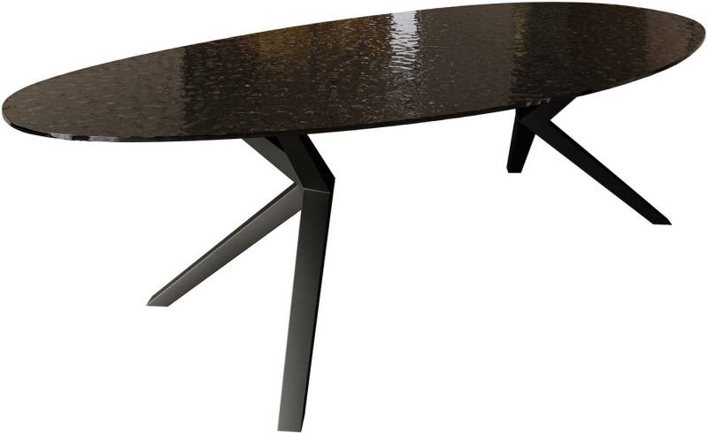 DELIFE Esstisch Edge, Oval Reliefglas Rauchschwarz 3D-Design 280x130 Zenthara kantig Metall DELIFE Esstisch Edge, Oval Reliefglas Rauchschwarz 3D-Design 280x130 Zenthara kantig Metall von DELIFE