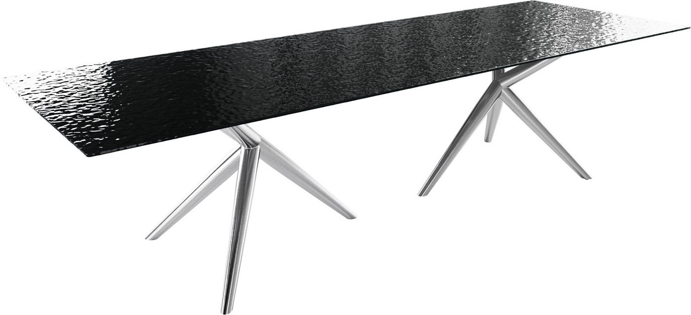 DELIFE Esstisch Edge, Reliefglas Rauchschwarz 3D-Design 300x100 Estelar rund Edelstahl DELIFE Esstisch Edge, Reliefglas Rauchschwarz 3D-Design 300x100 Estelar rund Edelstahl von DELIFE