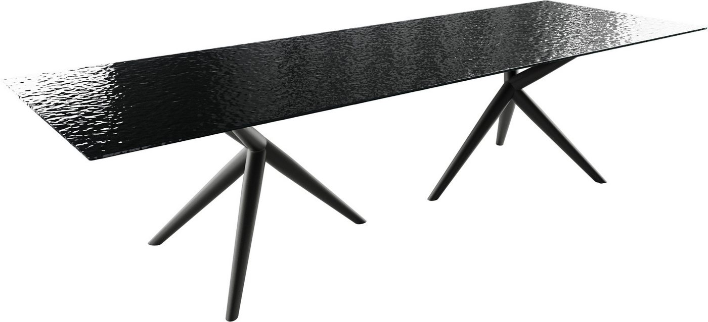 DELIFE Esstisch Edge, Reliefglas Rauchschwarz 3D-Design 300x100 Estelar rund Metall Schwarz DELIFE Esstisch Edge, Reliefglas Rauchschwarz 3D-Design 300x100 Estelar rund Metall Schwarz von DELIFE