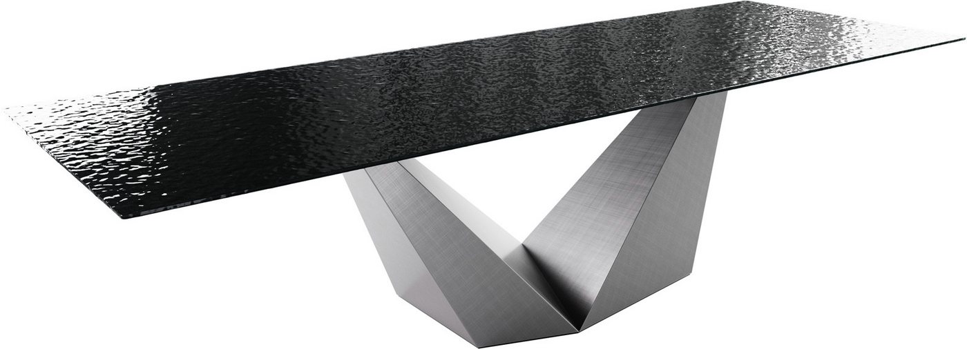 DELIFE Esstisch Edge, Reliefglas Rauchschwarz 3D-Design 300x100 Prisma Metallic Silber DELIFE Esstisch Edge, Reliefglas Rauchschwarz 3D-Design 300x100 Prisma Metallic Silber von DELIFE