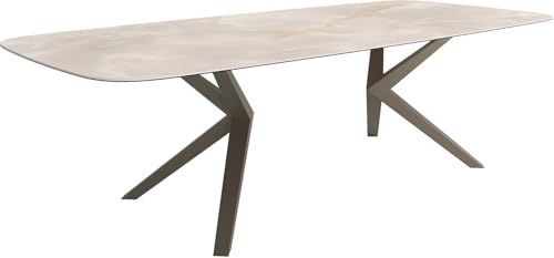 DELIFE Esstisch Edge Boot Keramik Iris FMG Onice Grigio 270x120 Zenthara kantig Metall Effektfinish Titan von DELIFE