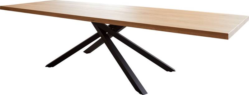 DELIFE Esstisch Edge, Eiche Natur 300x100 Kreuzgestell Rechteck Schwarz von DELIFE