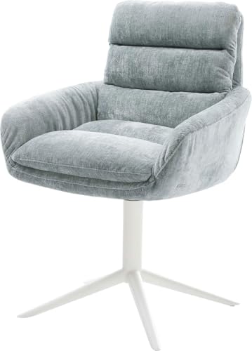 Esszimmerstuhl Abelia-Flex mit Armlehnen Fußkreuz Weiß Chenille Pastellblau 360° drehbar Wippfunktion Esszimmerstuhl Abelia-Flex mit Armlehnen Fußkreuz Weiß Chenille Pastellblau 360° drehbar Wippfunktion von DELIFE