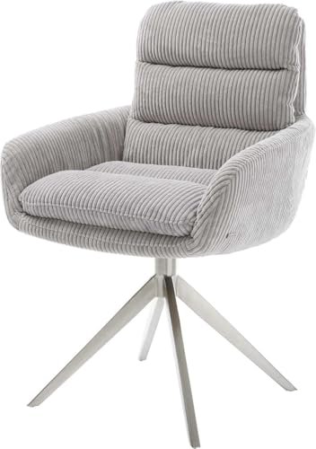 DELIFE Esszimmerstuhl Abelia-Flex mit Armlehnen Kreuzgestell breit Edelstahl Cord Silbergrau 360° drehbar Wippfunktion DELIFE Esszimmerstuhl Abelia-Flex mit Armlehnen Kreuzgestell breit Edelstahl Cord Silbergrau 360° drehbar Wippfunktion von DELIFE