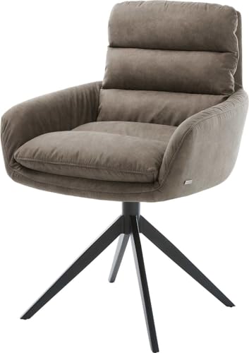 DELIFE Esszimmerstuhl Abelia-Flex mit Armlehnen Kreuzgestell breit Schwarz Mikrofaser Taupe Vintage 360° drehbar Wippfunktion DELIFE Esszimmerstuhl Abelia-Flex mit Armlehnen Kreuzgestell breit Schwarz Mikrofaser Taupe Vintage 360° drehbar Wippfunktion von DELIFE