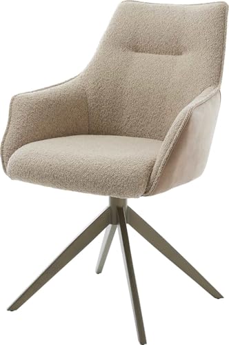 Esszimmerstuhl Alja-Flex mit Armlehnen Kreuzgestell breit Effektfinish Titan Materialmix Schlamm 360° drehbar Wippfunktion Taschenfederkern Esszimmerstuhl Alja-Flex mit Armlehnen Kreuzgestell breit Effektfinish Titan Materialmix Schlamm 360° drehbar Wippfunktion Taschenfederkern von DELIFE