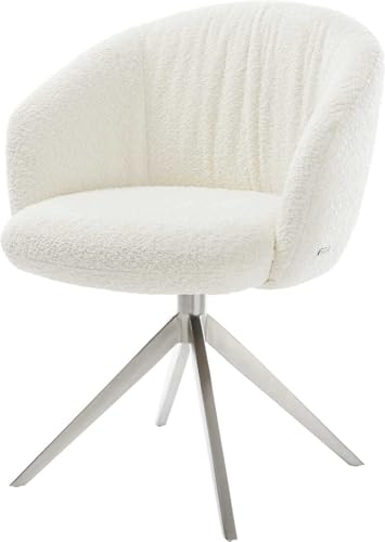 Esszimmerstuhl Caja-Flex mit Armlehnen Kreuzgestell breit Edelstahl Bouclé Weiß 360° drehbar Wippfunktion Taschenfederkern Esszimmerstuhl Caja-Flex mit Armlehnen Kreuzgestell breit Edelstahl Bouclé Weiß 360° drehbar Wippfunktion Taschenfederkern von DELIFE