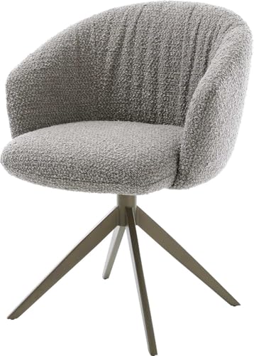Esszimmerstuhl Caja-Flex mit Armlehnen Kreuzgestell breit Effektfinish Titan Bouclé Silbergrau 360° drehbar Wippfunktion Taschenfederkern Esszimmerstuhl Caja-Flex mit Armlehnen Kreuzgestell breit Effektfinish Titan Bouclé Silbergrau 360° drehbar Wippfunktion Taschenfederkern von DELIFE