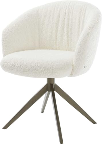 Esszimmerstuhl Caja-Flex mit Armlehnen Kreuzgestell breit Effektfinish Titan Bouclé Weiß 360° drehbar Wippfunktion Taschenfederkern Esszimmerstuhl Caja-Flex mit Armlehnen Kreuzgestell breit Effektfinish Titan Bouclé Weiß 360° drehbar Wippfunktion Taschenfederkern von DELIFE