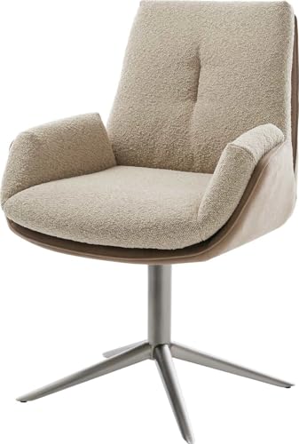 Esszimmerstuhl Clea-Flex Fußkreuz Graphit Materialmix Schlamm 360° drehbar Wippfunktion von DELIFE