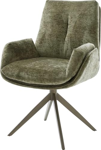 DELIFE Esszimmerstuhl Clea-Flex Kreuzgestell breit Effektfinish Titan Chenille Olive 360° drehbar Wippfunktion DELIFE Esszimmerstuhl Clea-Flex Kreuzgestell breit Effektfinish Titan Chenille Olive 360° drehbar Wippfunktion von DELIFE