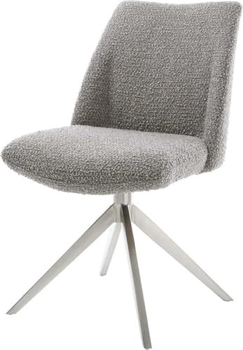 DELIFE Esszimmerstuhl Elso-Flex Kreuzgestell breit Edelstahl Bouclé Silbergrau 360° drehbar Wippfunktion Taschenfederkern DELIFE Esszimmerstuhl Elso-Flex Kreuzgestell breit Edelstahl Bouclé Silbergrau 360° drehbar Wippfunktion Taschenfederkern von DELIFE