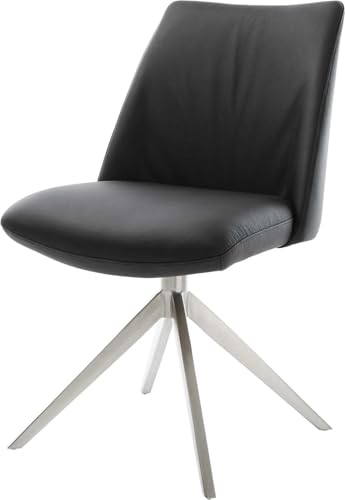 DELIFE Esszimmerstuhl Elso-Flex Kreuzgestell breit Edelstahl Echt-Leder Schwarz 360° drehbar Wippfunktion Taschenfederkern DELIFE Esszimmerstuhl Elso-Flex Kreuzgestell breit Edelstahl Echt-Leder Schwarz 360° drehbar Wippfunktion Taschenfederkern von DELIFE