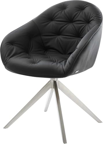 DELIFE Esszimmerstuhl Gaio-Flex Kreuzgestell breit Edelstahl Echt-Leder Schwarz 360° drehbar Wippfunktion DELIFE Esszimmerstuhl Gaio-Flex Kreuzgestell breit Edelstahl Echt-Leder Schwarz 360° drehbar Wippfunktion von DELIFE