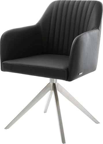 DELIFE Esszimmerstuhl Greg-Flex Kreuzgestell breit Edelstahl Echt-Leder Schwarz 360° drehbar Wippfunktion Taschenfederkern DELIFE Esszimmerstuhl Greg-Flex Kreuzgestell breit Edelstahl Echt-Leder Schwarz 360° drehbar Wippfunktion Taschenfederkern von DELIFE
