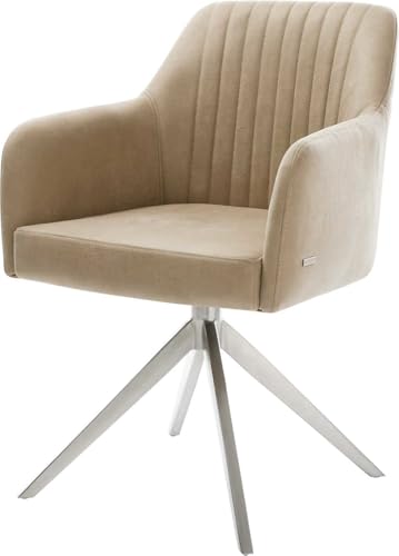 DELIFE Esszimmerstuhl Greg-Flex Kreuzgestell breit Edelstahl Mikrofaser Beige Vintage 360° drehbar Wippfunktion Taschenfederkern DELIFE Esszimmerstuhl Greg-Flex Kreuzgestell breit Edelstahl Mikrofaser Beige Vintage 360° drehbar Wippfunktion Taschenfederkern von DELIFE
