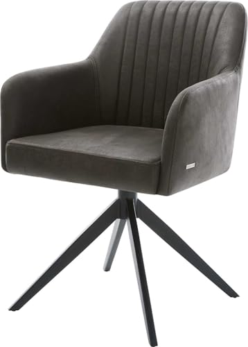 Esszimmerstuhl Greg-Flex Kreuzgestell breit Schwarz Mikrofaser Anthrazit Vintage 360° drehbar Wippfunktion Taschenfederkern Esszimmerstuhl Greg-Flex Kreuzgestell breit Schwarz Mikrofaser Anthrazit Vintage 360° drehbar Wippfunktion Taschenfederkern von DELIFE