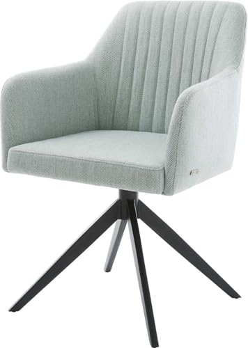 Esszimmerstuhl Greg-Flex Kreuzgestell breit Schwarz Stripes Mint 360° drehbar Wippfunktion Taschenfederkern von DELIFE