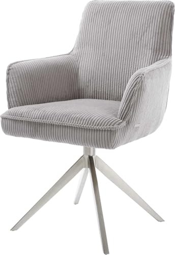 DELIFE Esszimmerstuhl Heira-Flex mit Armlehnen Kreuzgestell breit Edelstahl Cord Silbergrau 360° drehbar Wippfunktion Taschenfederkern DELIFE Esszimmerstuhl Heira-Flex mit Armlehnen Kreuzgestell breit Edelstahl Cord Silbergrau 360° drehbar Wippfunktion Taschenfederkern von DELIFE