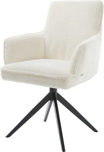 Esszimmerstuhl Heira-Flex mit Armlehnen Kreuzgestell breit Schwarz Bouclé Weiß 360° drehbar Wippfunktion Taschenfederkern Esszimmerstuhl Heira-Flex mit Armlehnen Kreuzgestell breit Schwarz Bouclé Weiß 360° drehbar Wippfunktion Taschenfederkern von DELIFE
