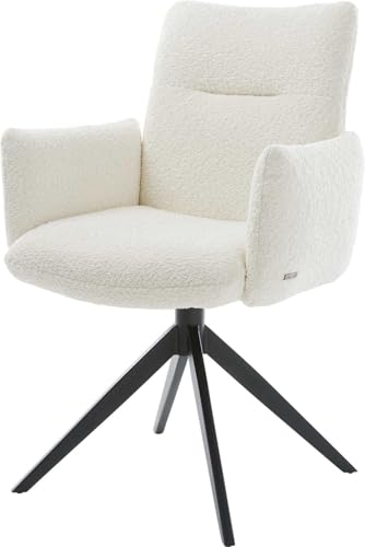 Esszimmerstuhl Jova-Flex mit Armlehnen Kreuzgestell breit Schwarz Bouclé Weiß 360° drehbar Wippfunktion Taschenfederkern Esszimmerstuhl Jova-Flex mit Armlehnen Kreuzgestell breit Schwarz Bouclé Weiß 360° drehbar Wippfunktion Taschenfederkern von DELIFE