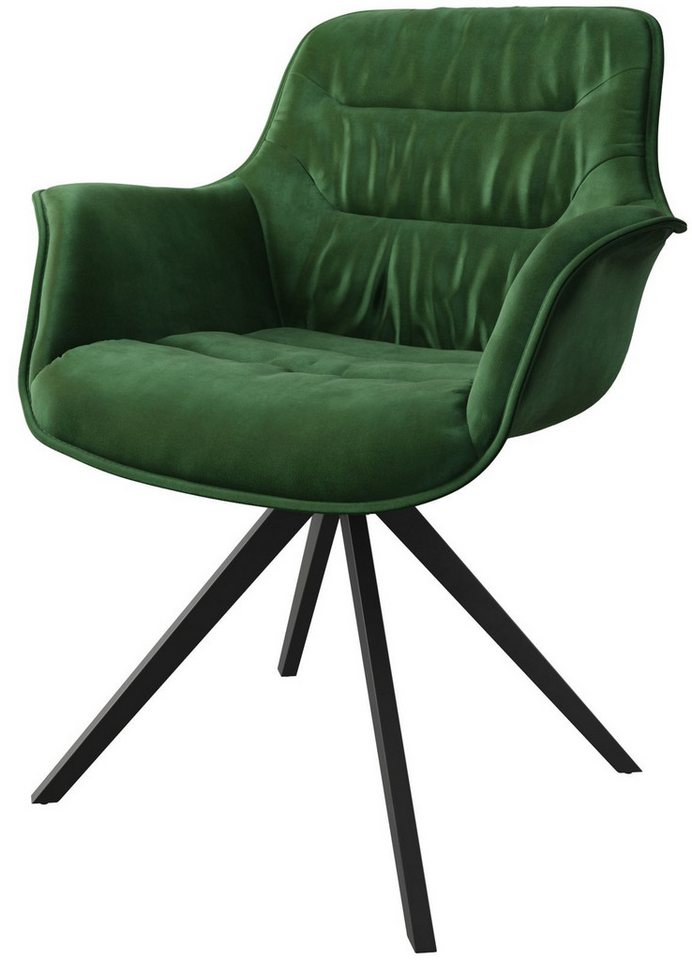 DELIFE Esszimmerstuhl Kaira-Flex, Kreuzgestell kantig Schwarz Samt Grün 180° drehbar von DELIFE