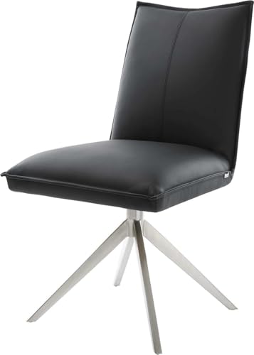 DELIFE Esszimmerstuhl Lelio-Flex Kreuzgestell breit Edelstahl Echt-Leder Schwarz 360° drehbar Wippfunktion Taschenfederkern DELIFE Esszimmerstuhl Lelio-Flex Kreuzgestell breit Edelstahl Echt-Leder Schwarz 360° drehbar Wippfunktion Taschenfederkern von DELIFE
