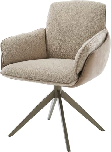DELIFE Esszimmerstuhl Luan-Flex mit Armlehnen Kreuzgestell breit Effektfinish Titan Materialmix Schlamm 360° drehbar Wippfunktion DELIFE Esszimmerstuhl Luan-Flex mit Armlehnen Kreuzgestell breit Effektfinish Titan Materialmix Schlamm 360° drehbar Wippfunktion von DELIFE