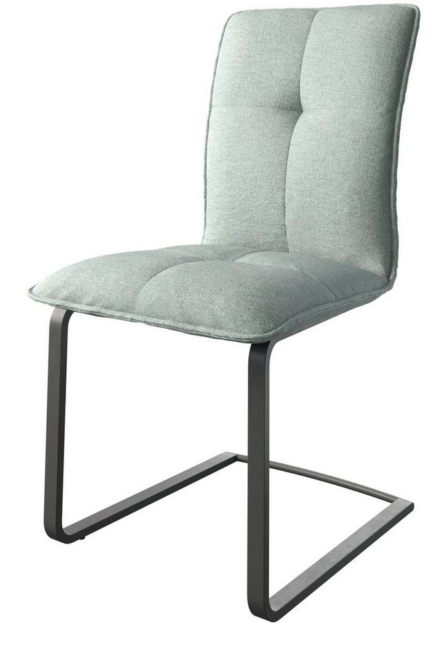 DELIFE Esszimmerstuhl Maddy-Flex, Freischwinger flach Schwarz Stripes Mint Wellenfederung von DELIFE