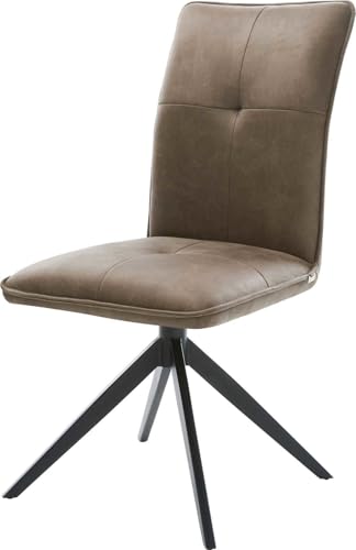 DELIFE Esszimmerstuhl Maddy-Flex Kreuzgestell breit Schwarz Mikrofaser Taupe Vintage 360° drehbar Wippfunktion von DELIFE