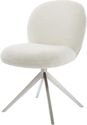 DELIFE Esszimmerstuhl Nube-Flex Kreuzgestell breit Edelstahl Bouclé Weiß 360° drehbar Wippfunktion Taschenfederkern DELIFE Esszimmerstuhl Nube-Flex Kreuzgestell breit Edelstahl Bouclé Weiß 360° drehbar Wippfunktion Taschenfederkern von DELIFE