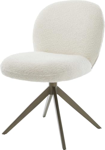 Esszimmerstuhl Nube-Flex Kreuzgestell breit Effektfinish Titan Bouclé Weiß 360° drehbar Wippfunktion Taschenfederkern Esszimmerstuhl Nube-Flex Kreuzgestell breit Effektfinish Titan Bouclé Weiß 360° drehbar Wippfunktion Taschenfederkern von DELIFE