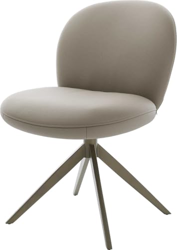 DELIFE Esszimmerstuhl Nube-Flex Kreuzgestell breit Effektfinish Titan Echt-Leder Schlamm 360° drehbar Wippfunktion Taschenfederkern von DELIFE