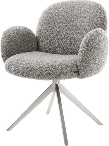 DELIFE Esszimmerstuhl Nube-Flex mit Armlehnen Kreuzgestell breit Edelstahl Bouclé Silbergrau 360° drehbar Wippfunktion Taschenfederkern DELIFE Esszimmerstuhl Nube-Flex mit Armlehnen Kreuzgestell breit Edelstahl Bouclé Silbergrau 360° drehbar Wippfunktion Taschenfederkern von DELIFE