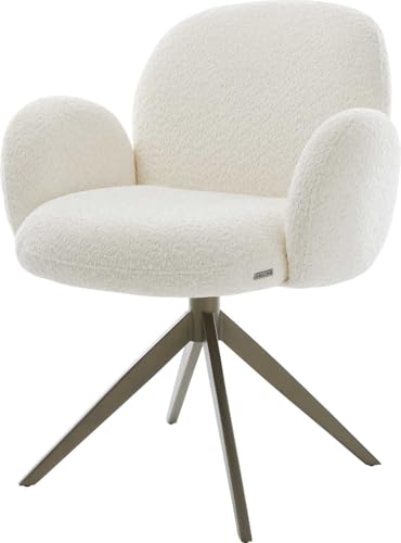 Esszimmerstuhl Nube-Flex mit Armlehnen Kreuzgestell breit Effektfinish Titan Bouclé Weiß 360° drehbar Wippfunktion Taschenfederkern Esszimmerstuhl Nube-Flex mit Armlehnen Kreuzgestell breit Effektfinish Titan Bouclé Weiß 360° drehbar Wippfunktion Taschenfederkern von DELIFE