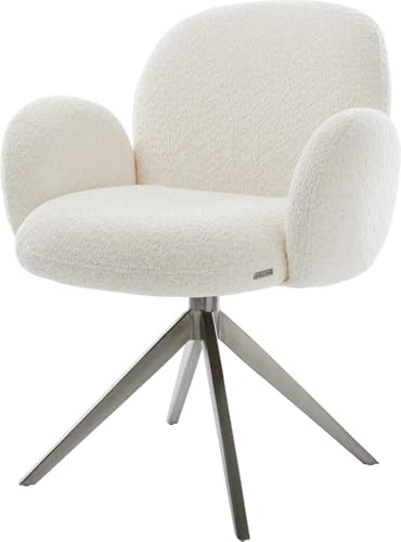 Esszimmerstuhl Nube-Flex mit Armlehnen Kreuzgestell breit Graphit Bouclé Weiß 360° drehbar Wippfunktion Taschenfederkern Esszimmerstuhl Nube-Flex mit Armlehnen Kreuzgestell breit Graphit Bouclé Weiß 360° drehbar Wippfunktion Taschenfederkern von DELIFE